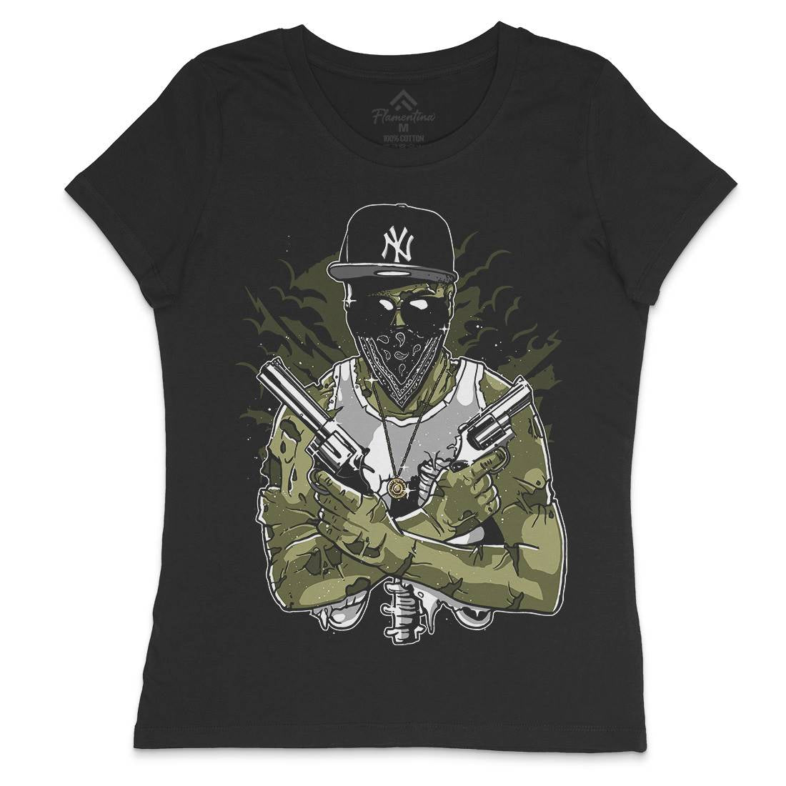 Gangster Zombie Womens Crew Neck T-Shirt Horror A534