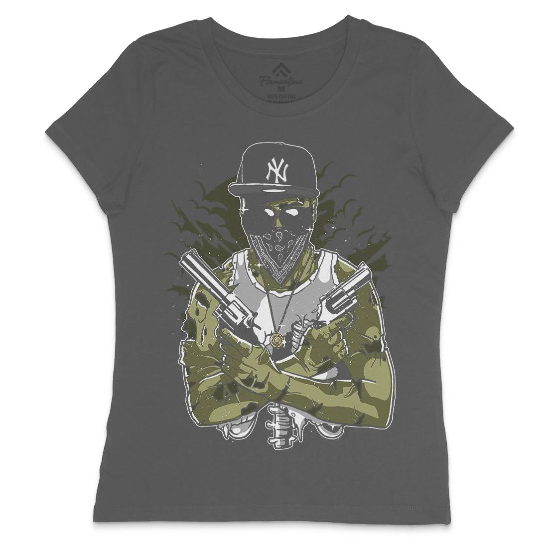 Gangster Zombie Womens Crew Neck T-Shirt Horror A534