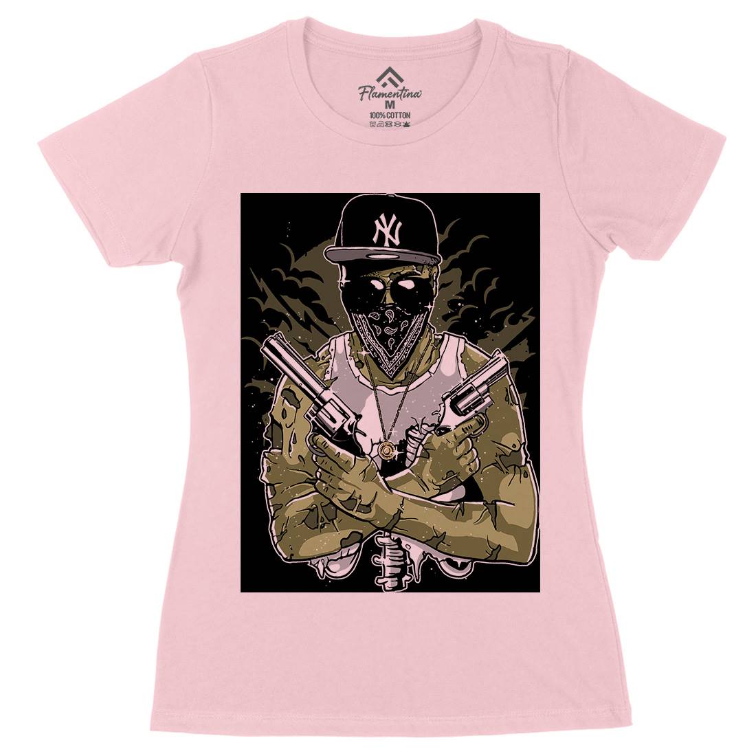 Gangster Zombie Womens Organic Crew Neck T-Shirt Horror A534