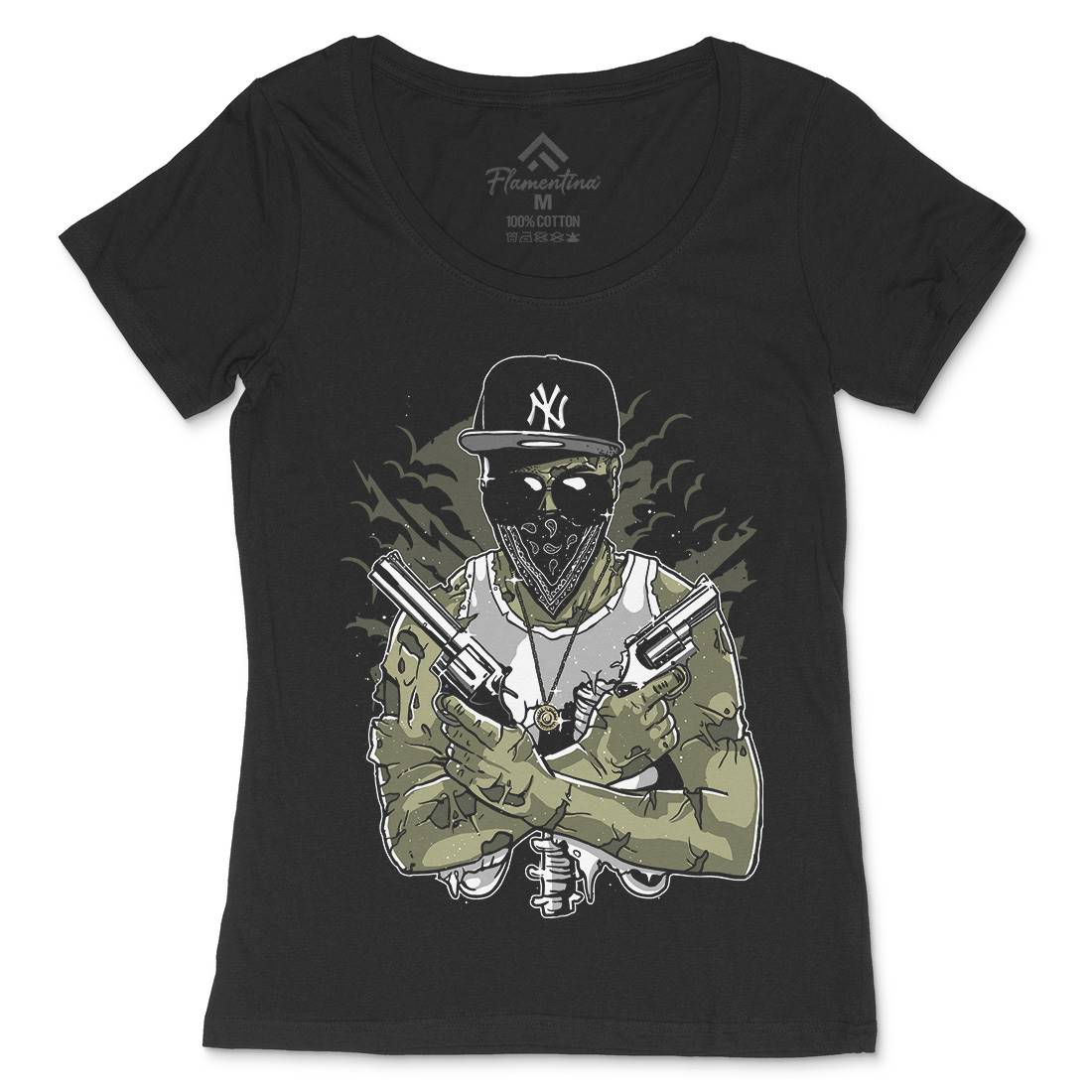 Gangster Zombie Womens Scoop Neck T-Shirt Horror A534