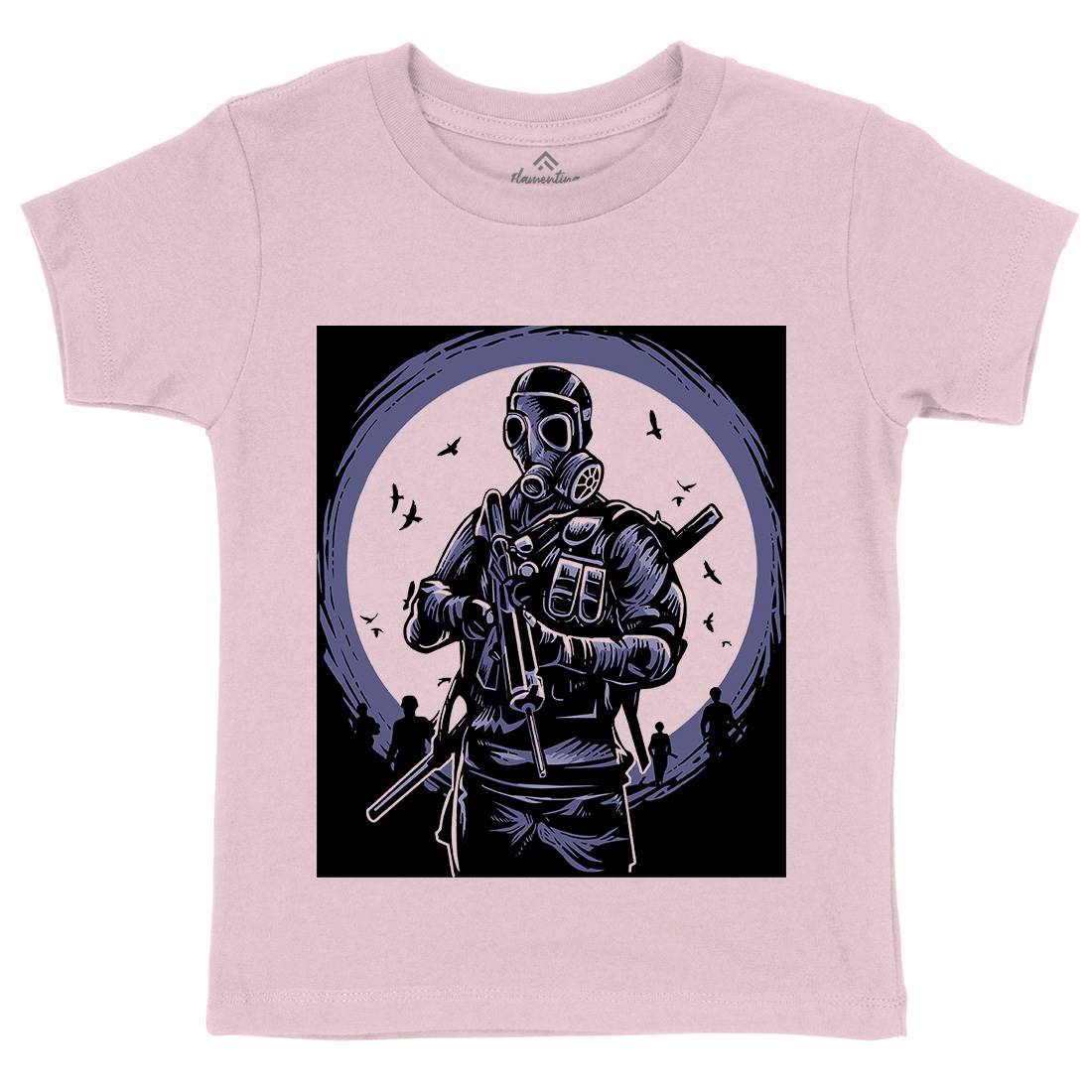 Mask Soldier Kids Crew Neck T-Shirt Horror A536