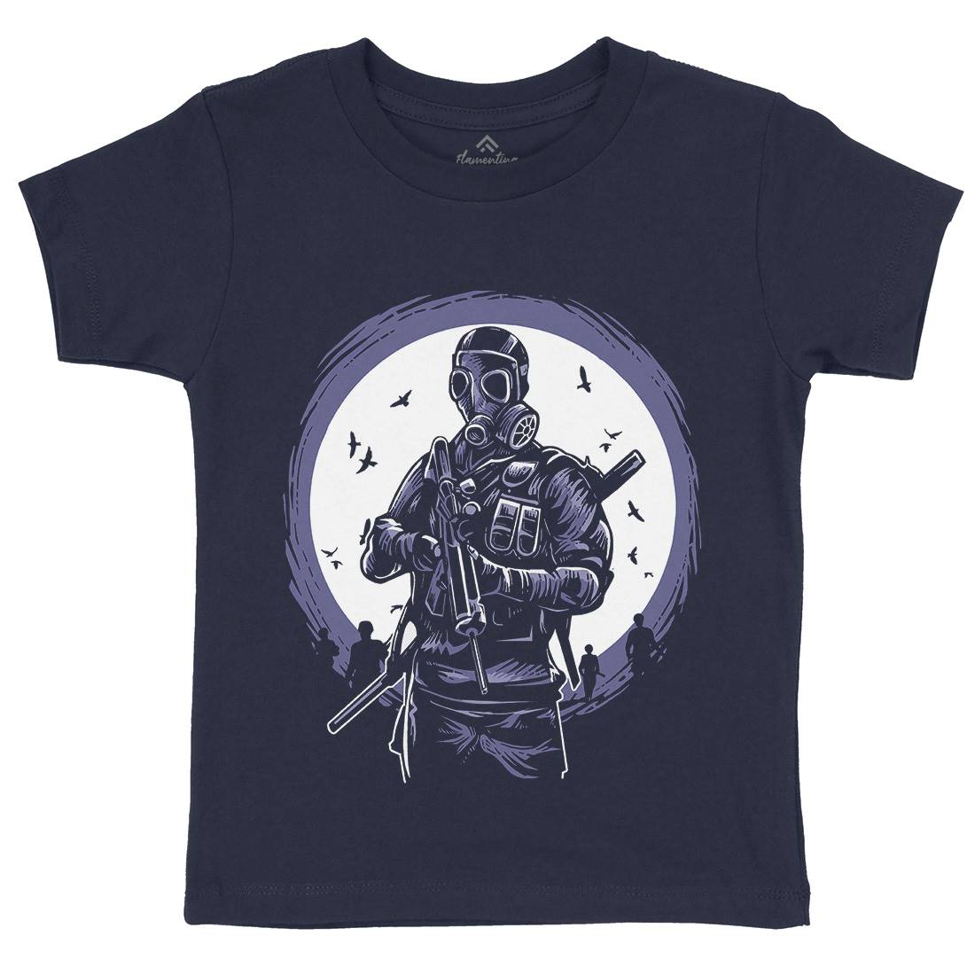 Mask Soldier Kids Organic Crew Neck T-Shirt Horror A536