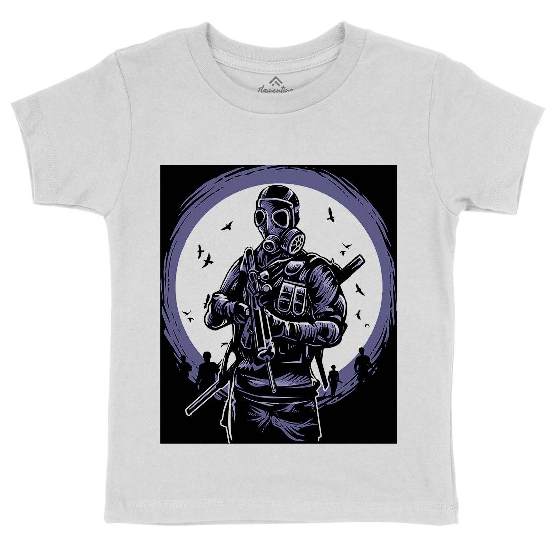 Mask Soldier Kids Organic Crew Neck T-Shirt Horror A536