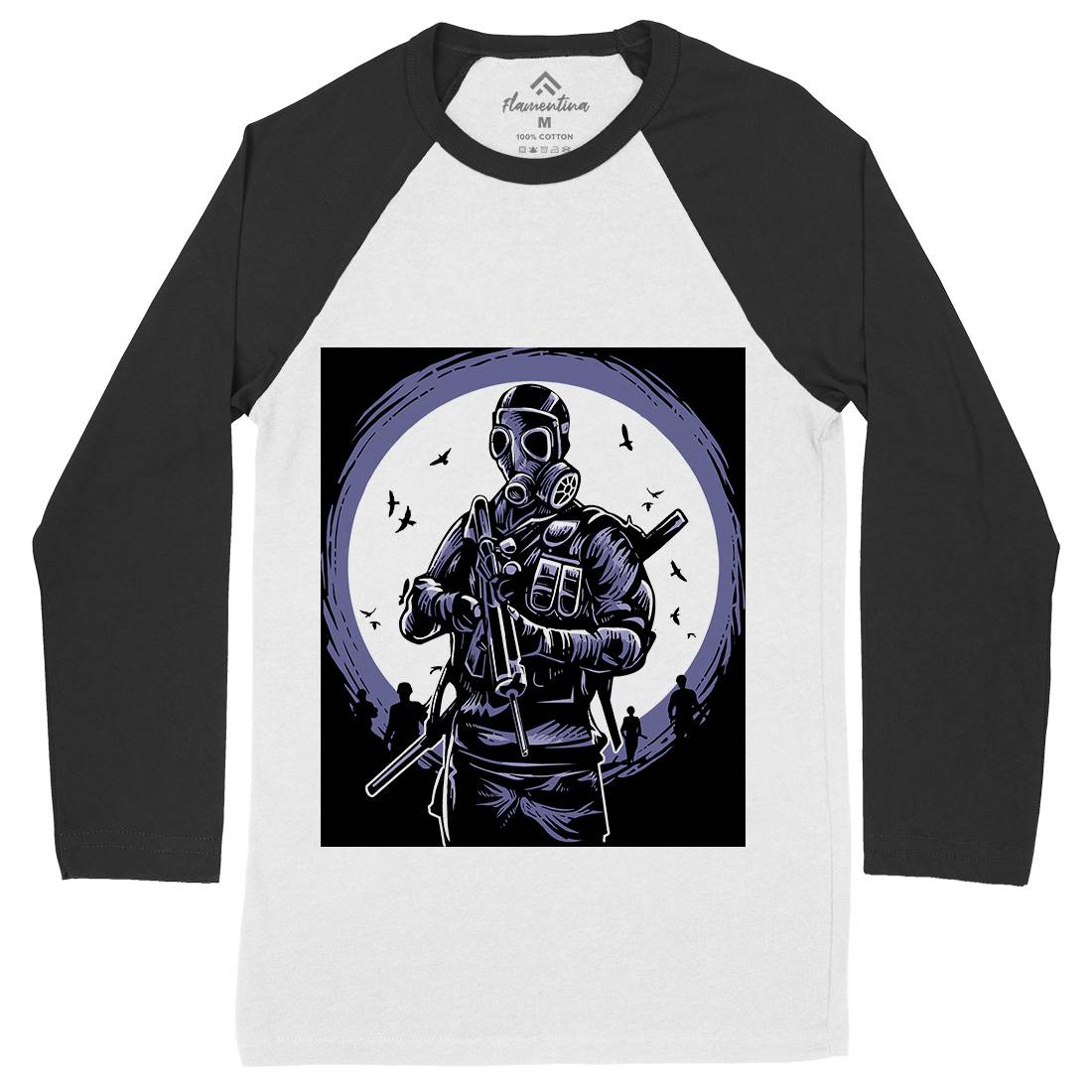Mask Soldier Mens Long Sleeve Baseball T-Shirt Horror A536