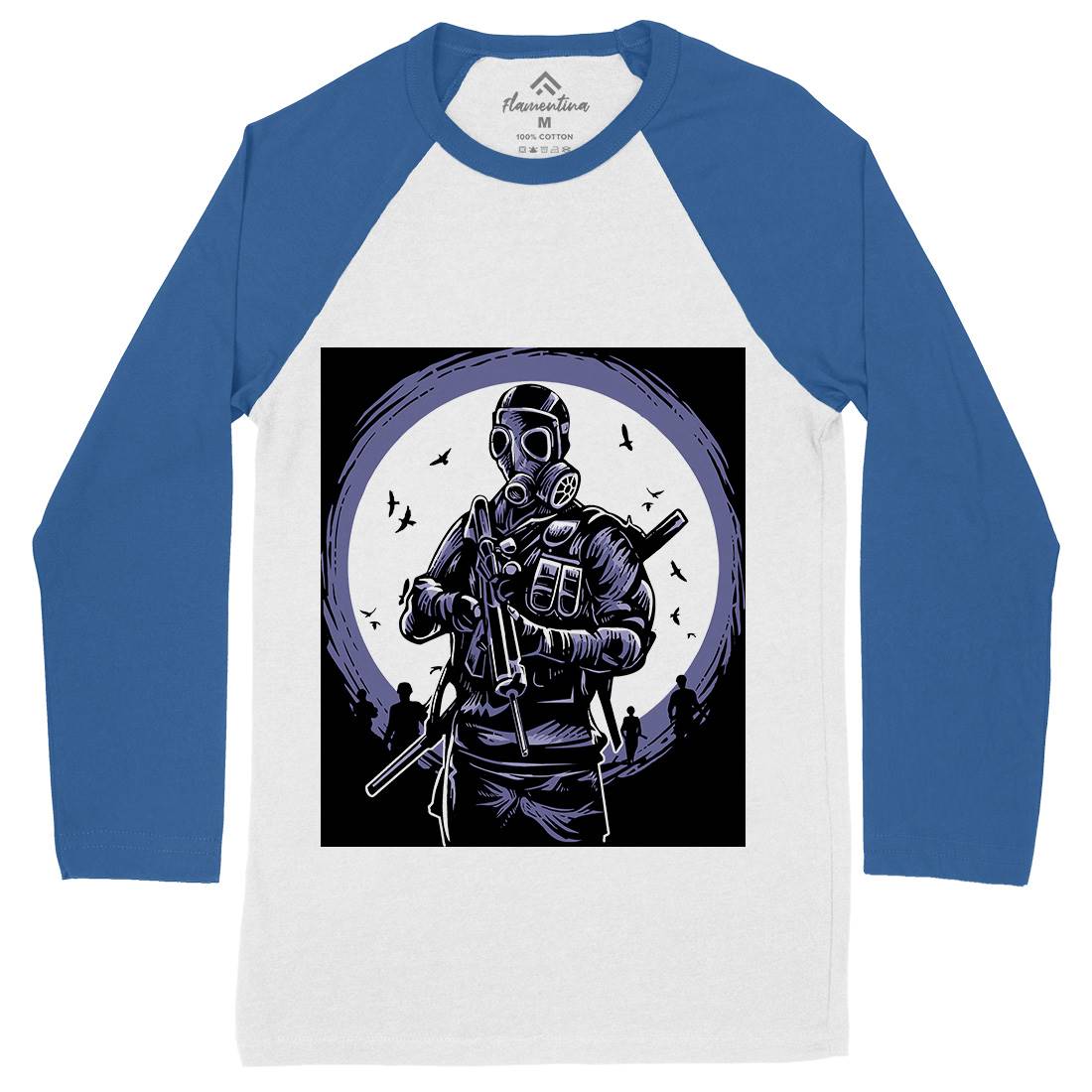Mask Soldier Mens Long Sleeve Baseball T-Shirt Horror A536