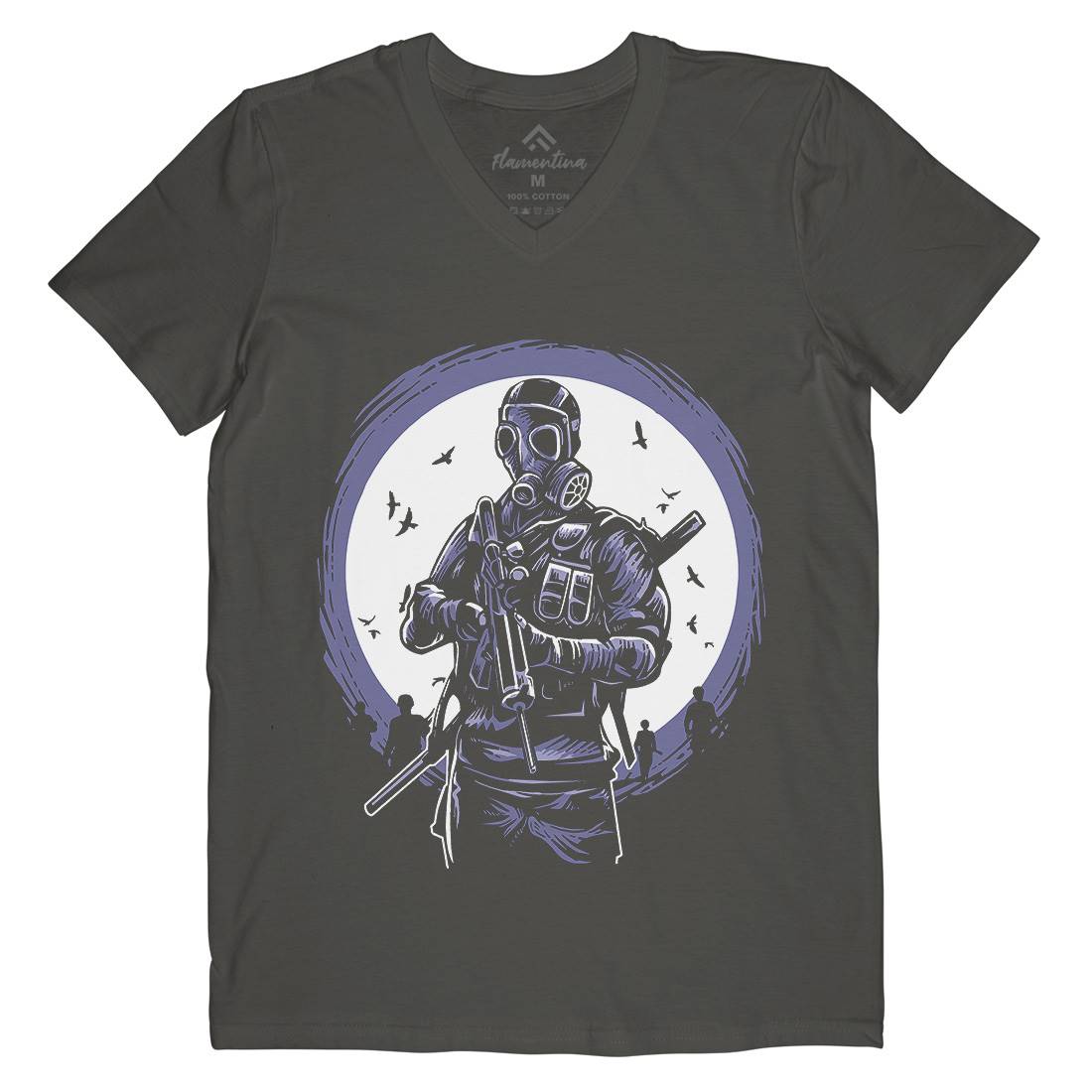 Mask Soldier Mens V-Neck T-Shirt Horror A536