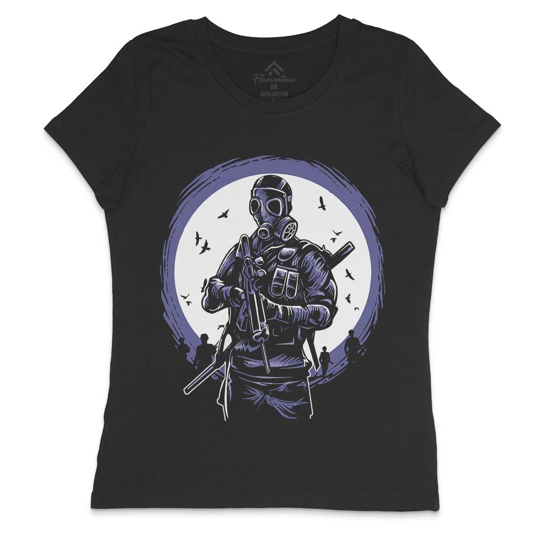 Mask Soldier Womens Crew Neck T-Shirt Horror A536
