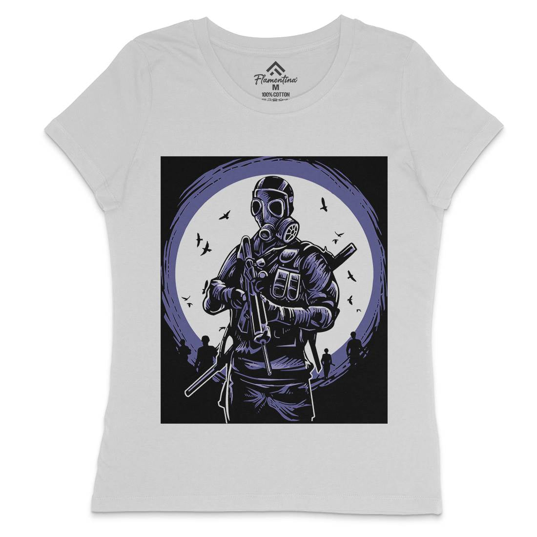 Mask Soldier Womens Crew Neck T-Shirt Horror A536