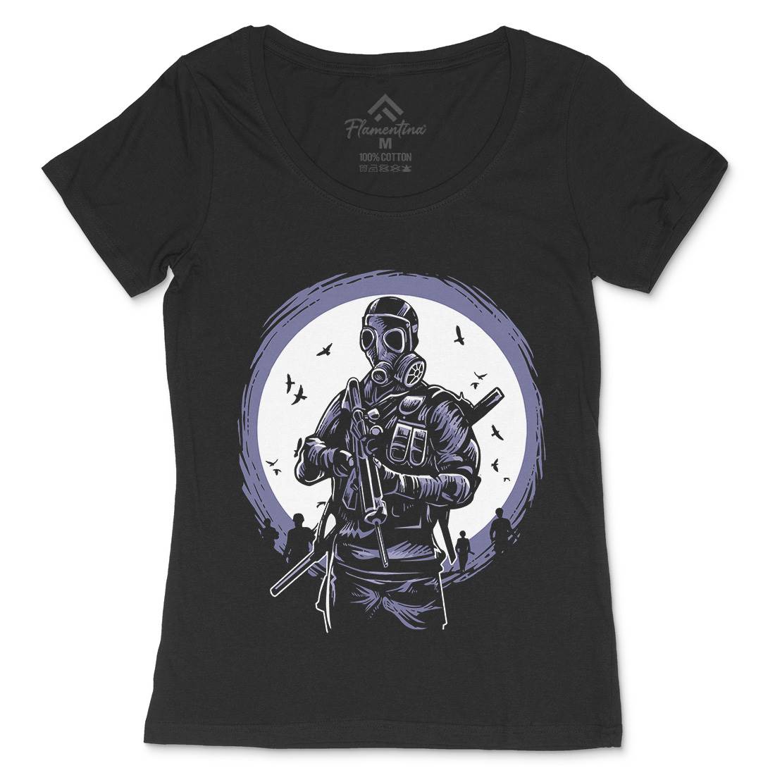 Mask Soldier Womens Scoop Neck T-Shirt Horror A536