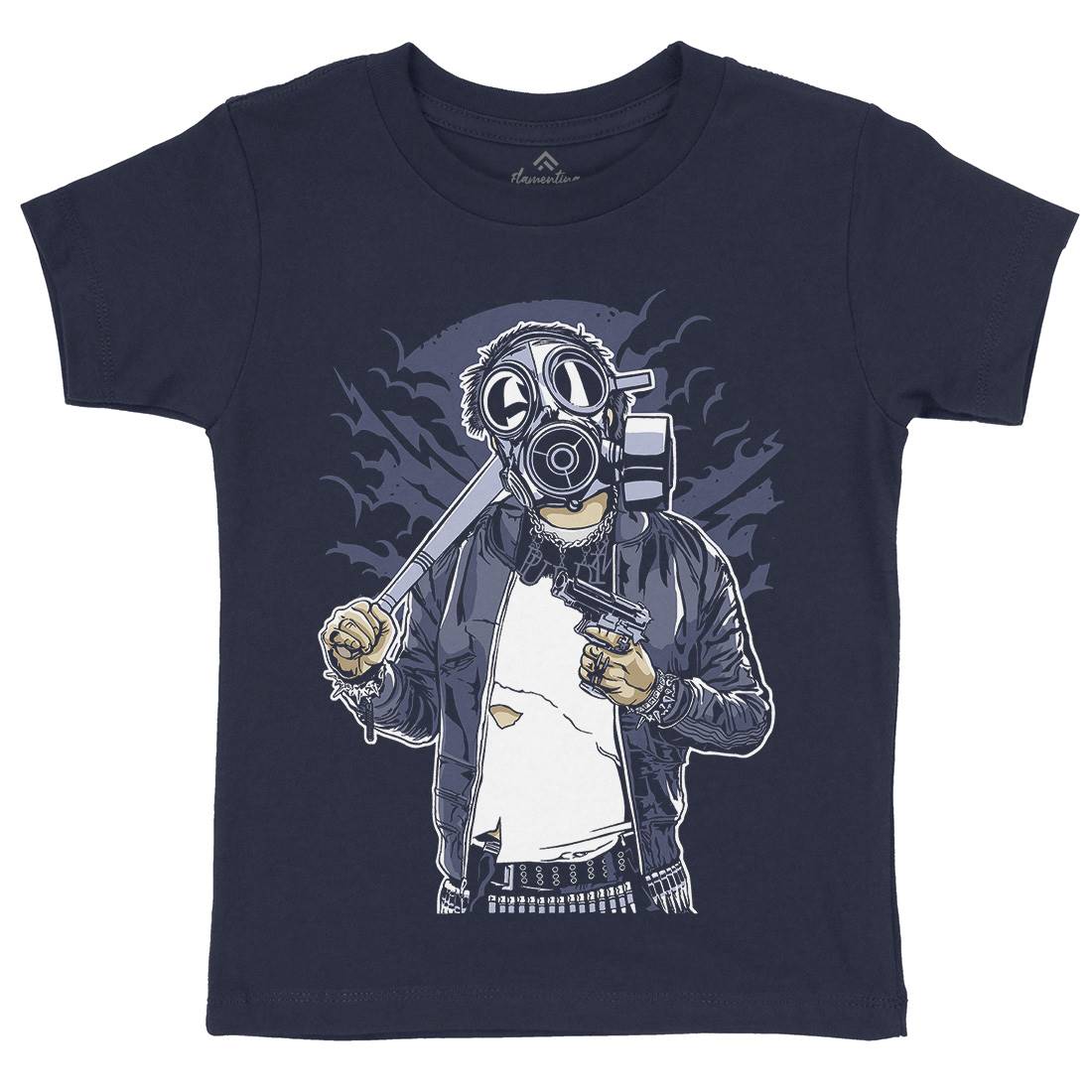 Mask Bastard Kids Organic Crew Neck T-Shirt Horror A537