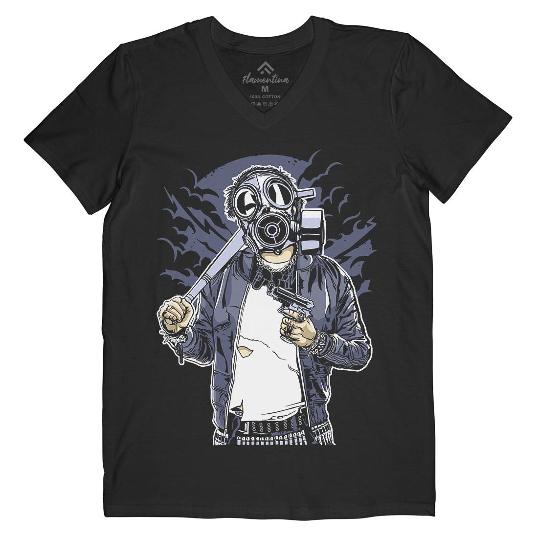 Mask Bastard Mens Organic V-Neck T-Shirt Horror A537
