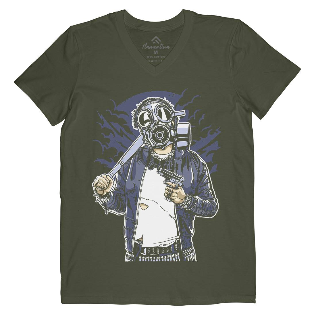 Mask Bastard Mens Organic V-Neck T-Shirt Horror A537