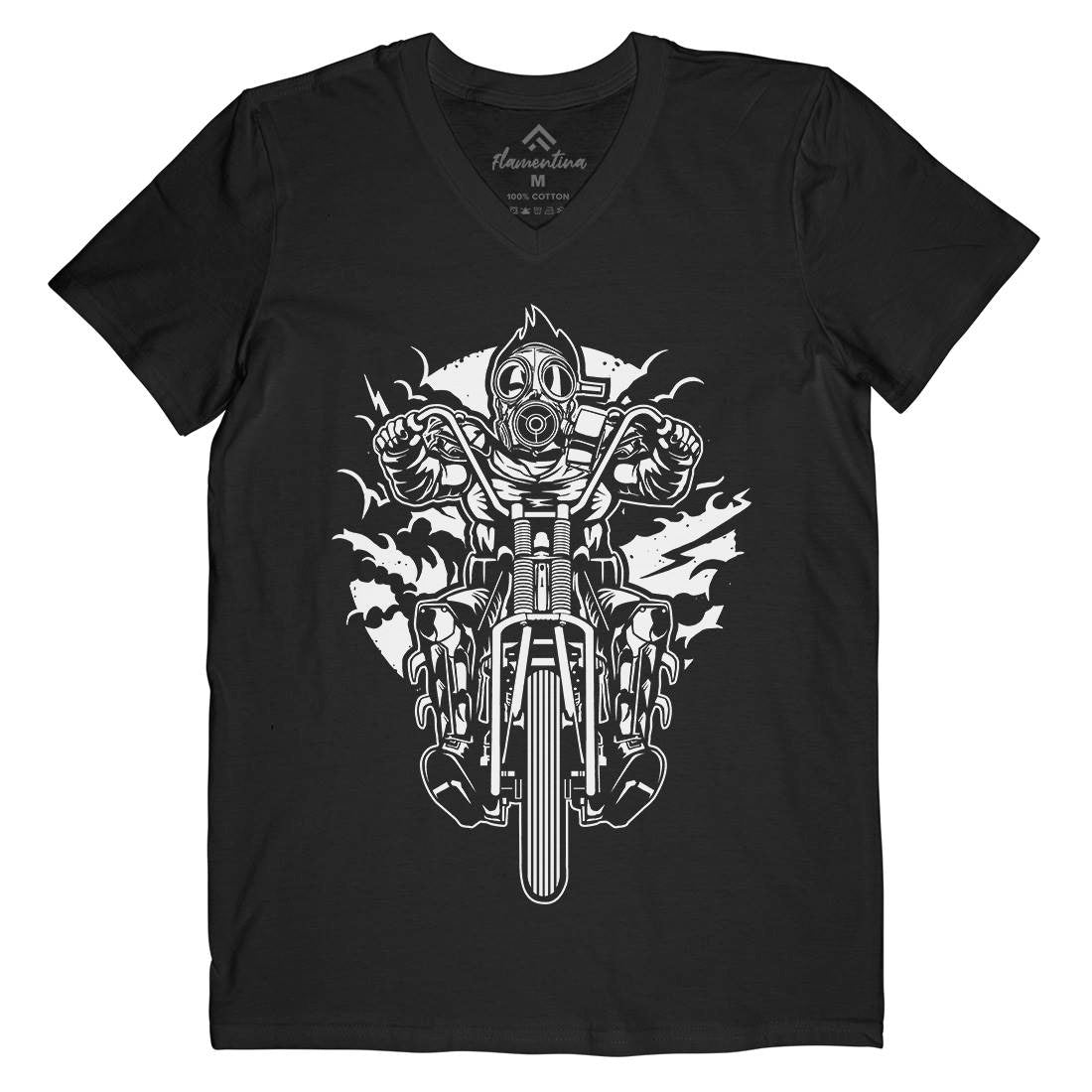 Mask Chopper Mens Organic V-Neck T-Shirt Horror A538