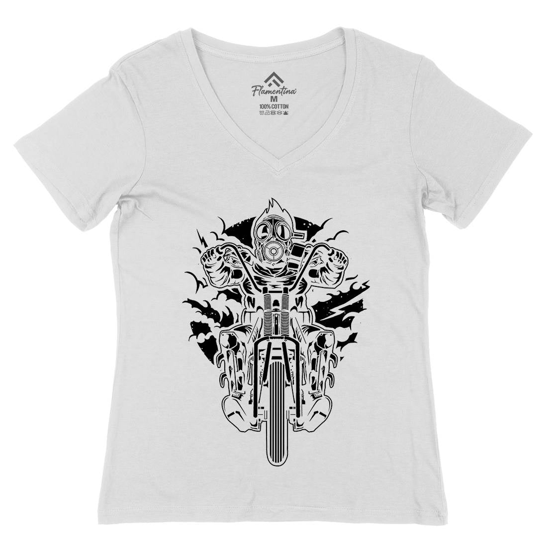 Mask Chopper Womens Organic V-Neck T-Shirt Horror A538
