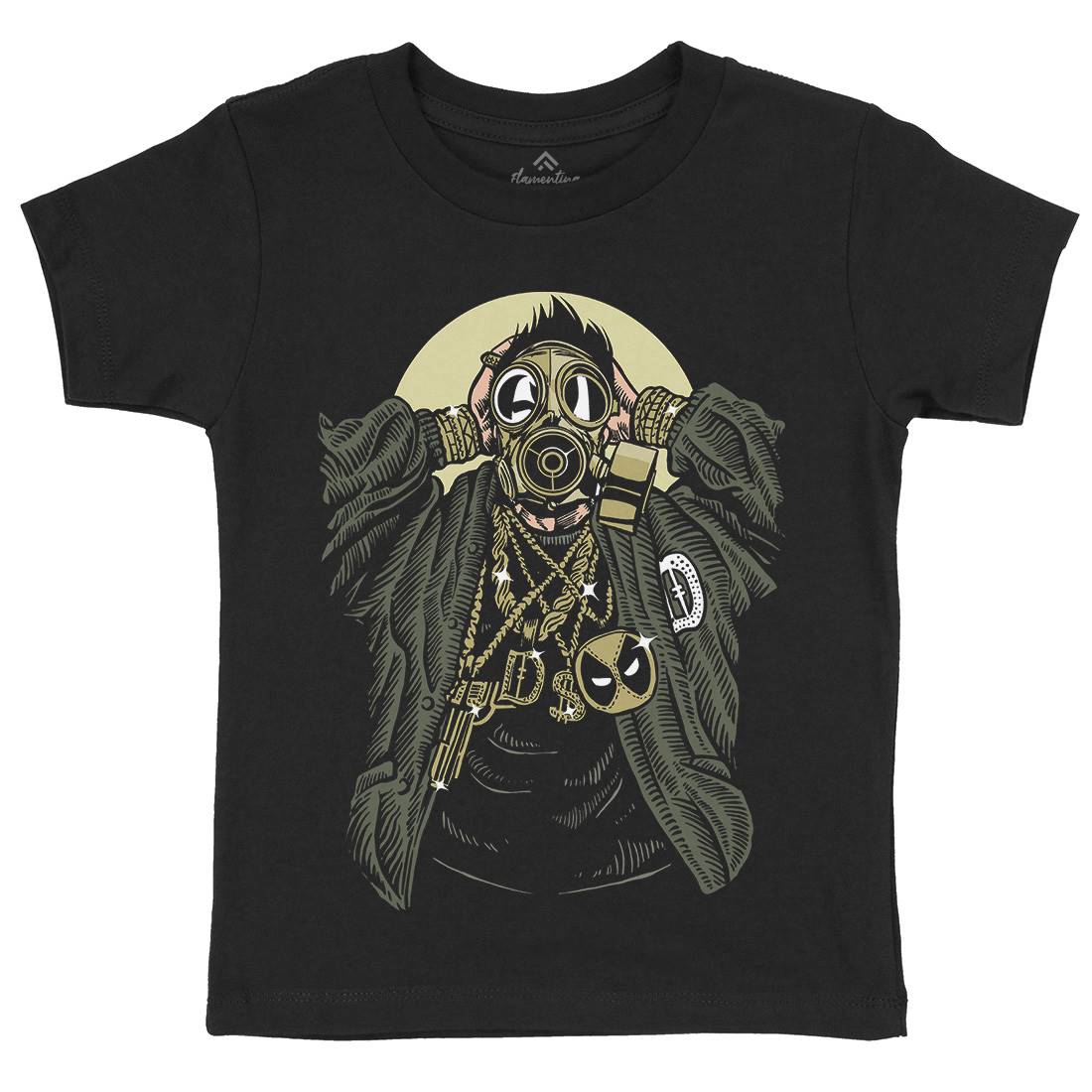 Mask Gangster Kids Organic Crew Neck T-Shirt Horror A539