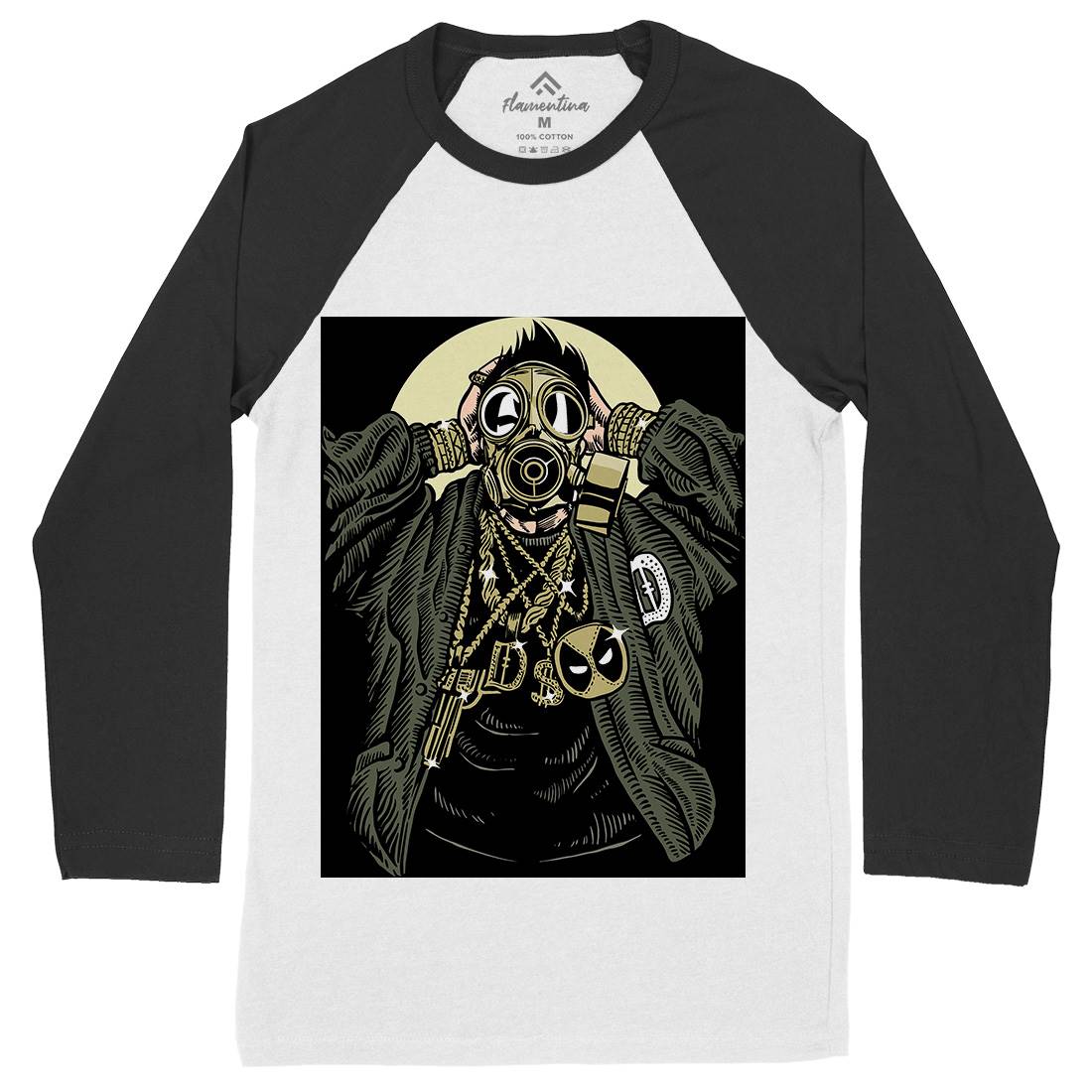 Mask Gangster Mens Long Sleeve Baseball T-Shirt Horror A539