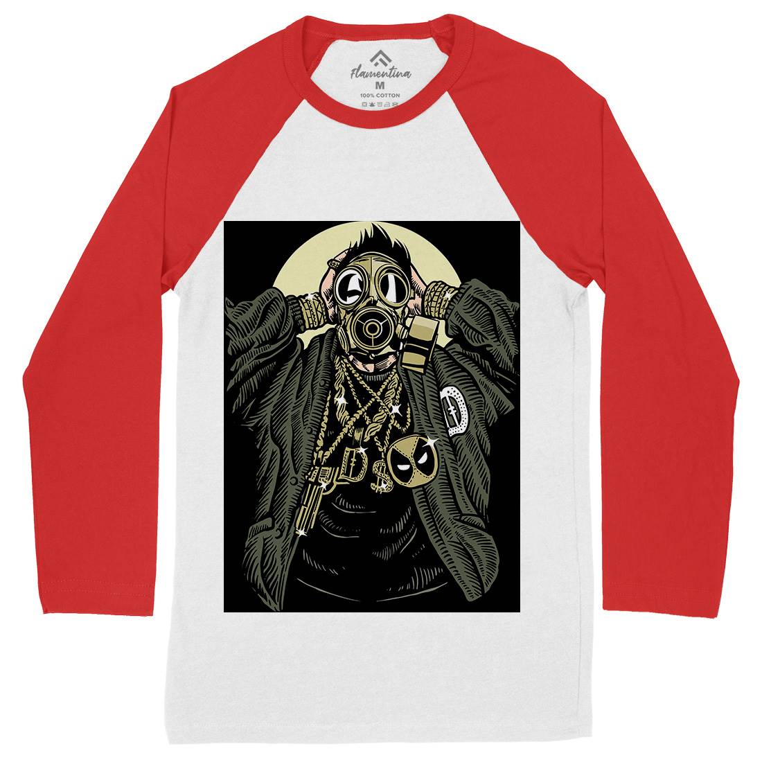 Mask Gangster Mens Long Sleeve Baseball T-Shirt Horror A539