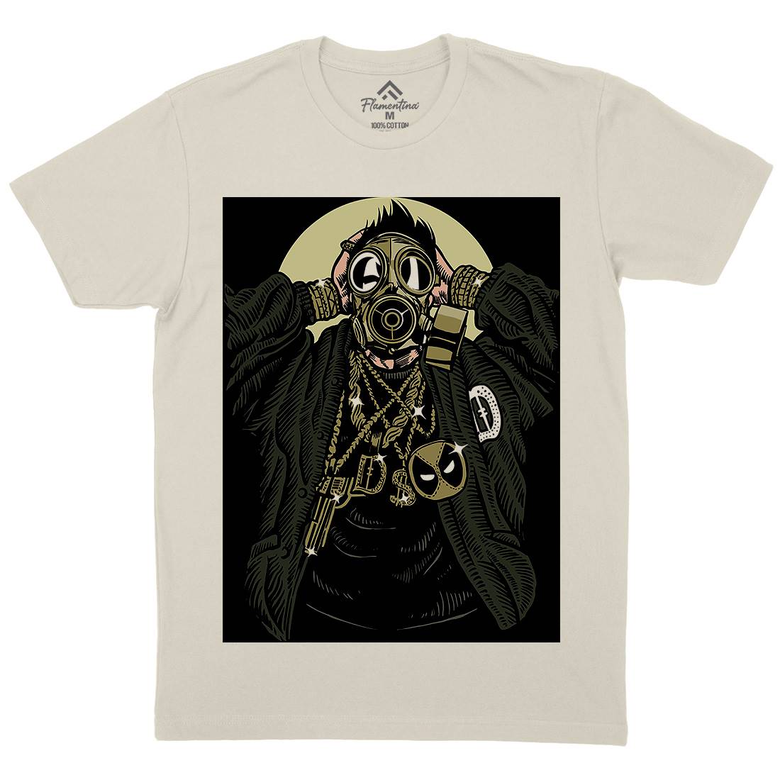 Mask Gangster Mens Organic Crew Neck T-Shirt Horror A539