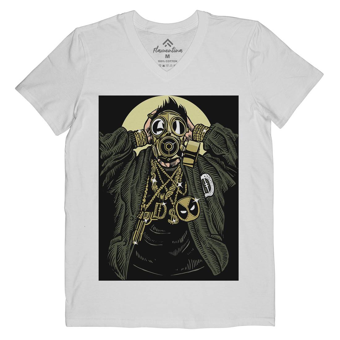 Mask Gangster Mens V-Neck T-Shirt Horror A539
