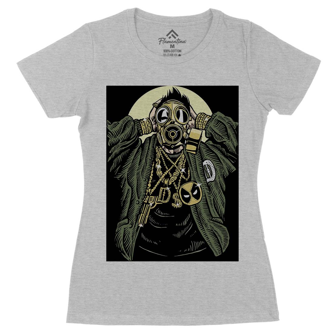 Mask Gangster Womens Organic Crew Neck T-Shirt Horror A539