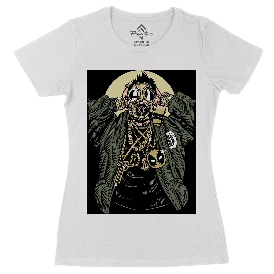 Mask Gangster Womens Organic Crew Neck T-Shirt Horror A539