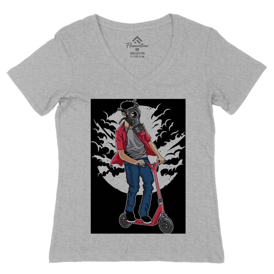Mask Rider Womens Organic V-Neck T-Shirt Horror A540