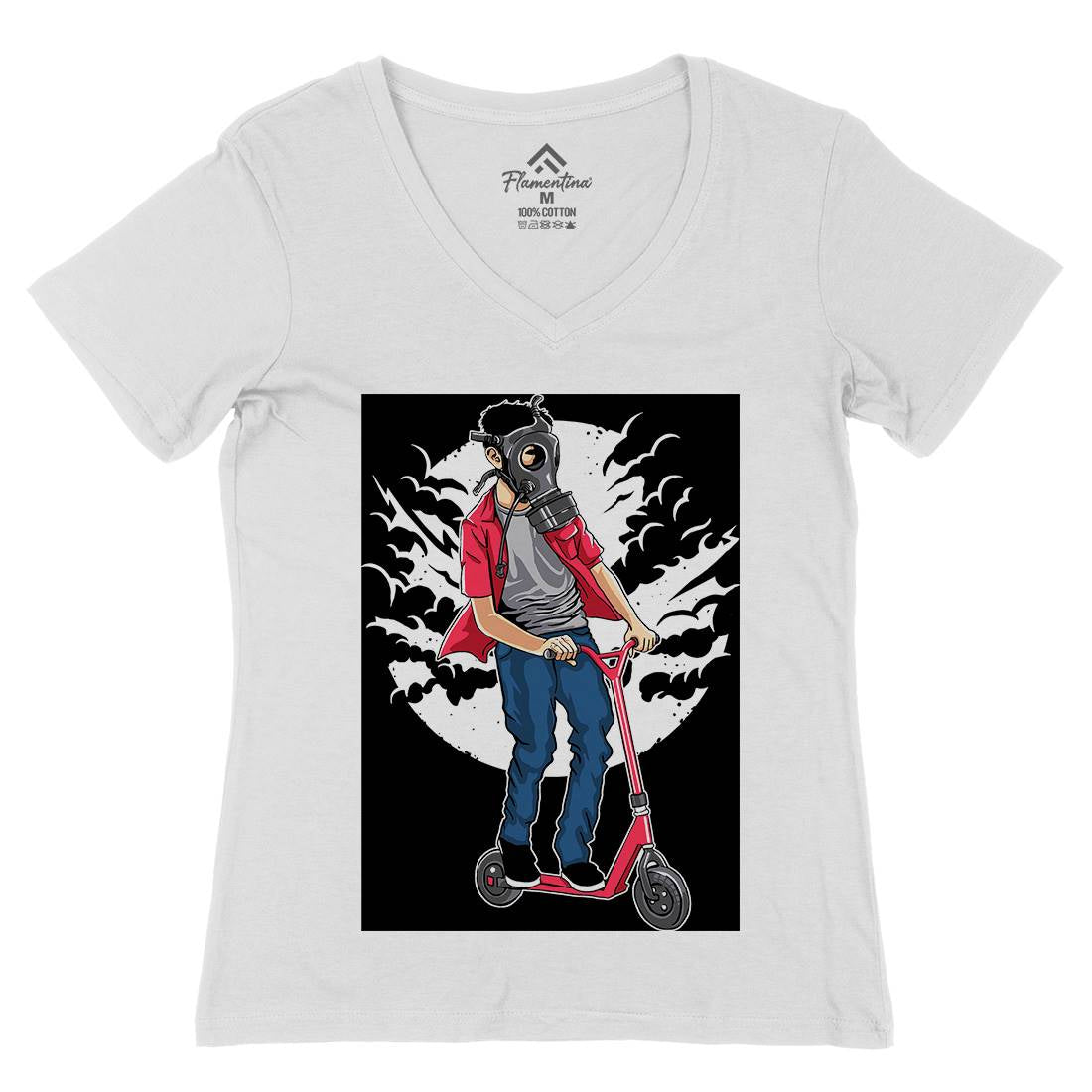 Mask Rider Womens Organic V-Neck T-Shirt Horror A540