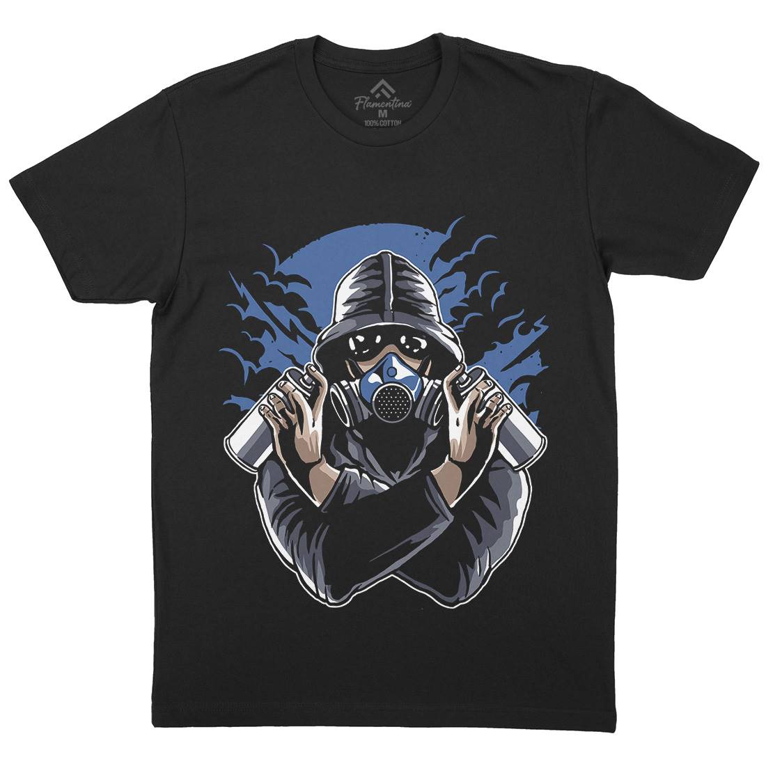 Graffiti Mask Mens Organic Crew Neck T-Shirt Horror A541