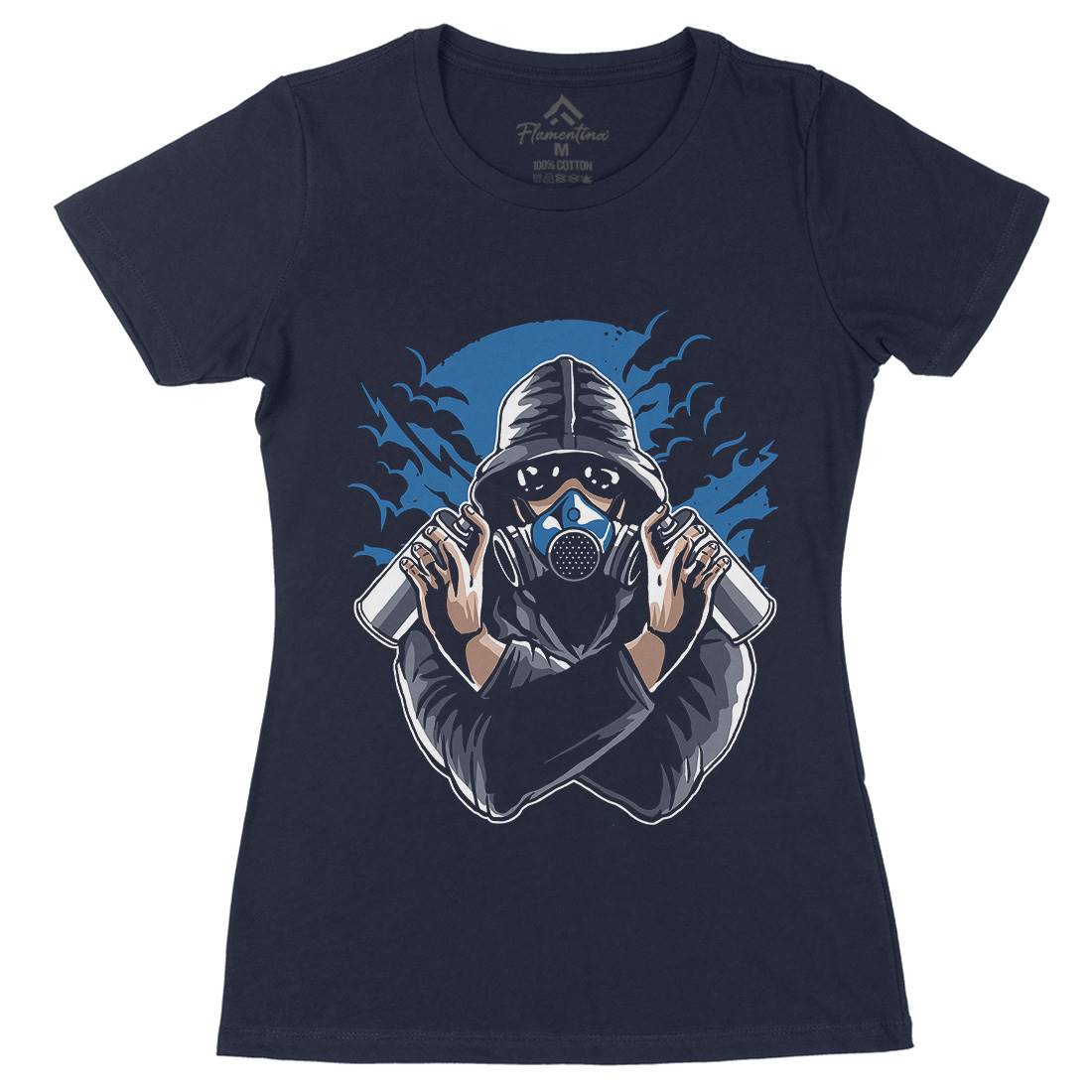 Graffiti Mask Womens Organic Crew Neck T-Shirt Horror A541