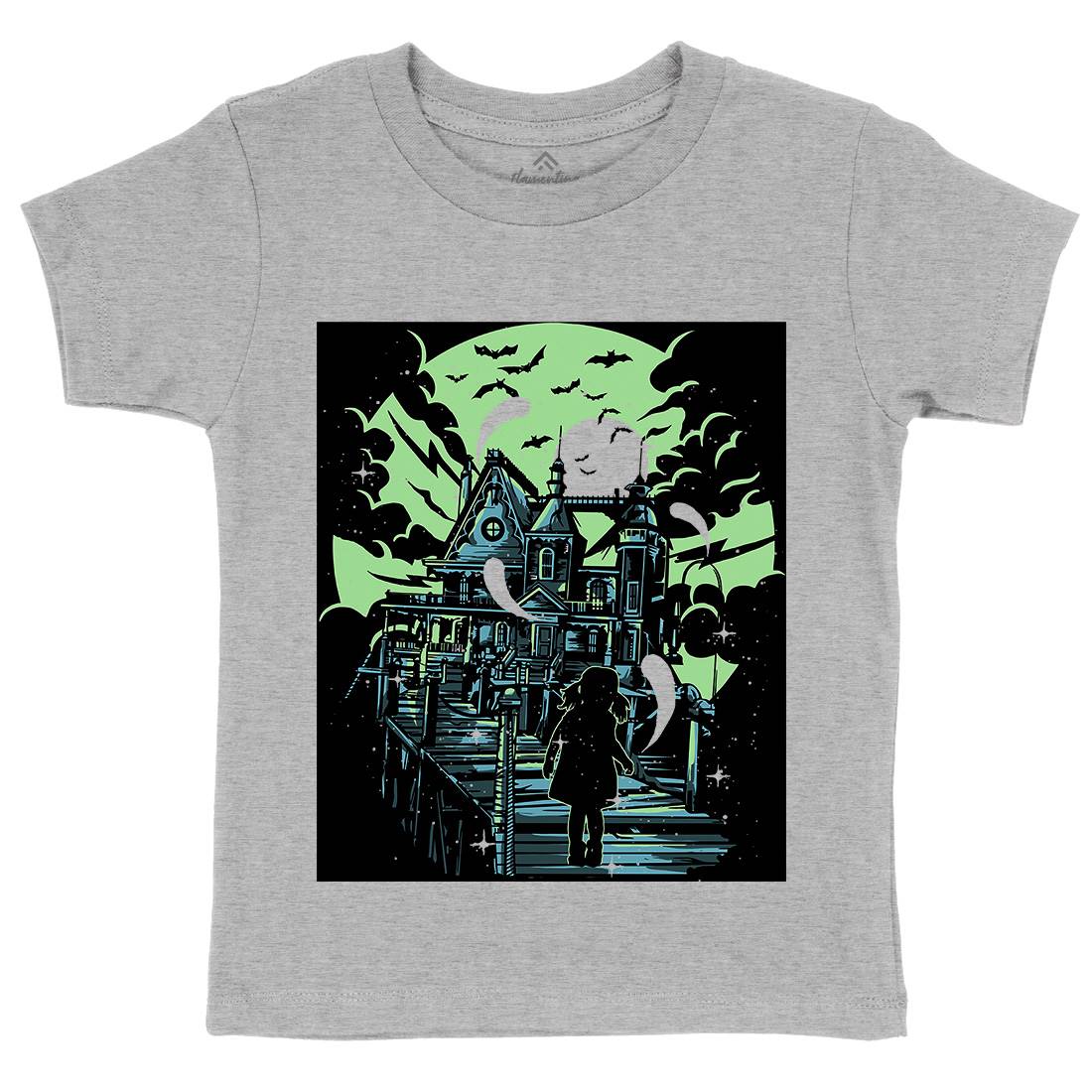 Haunted House Kids Crew Neck T-Shirt Horror A542