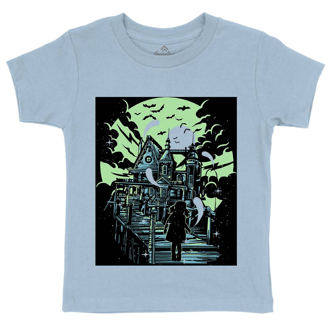 Haunted House Kids Crew Neck T-Shirt Horror A542