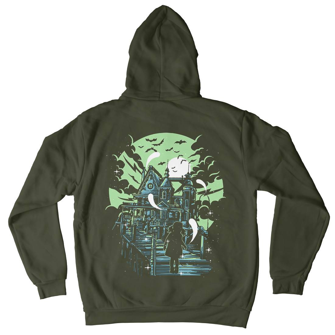 Haunted House Kids Crew Neck Hoodie Horror A542