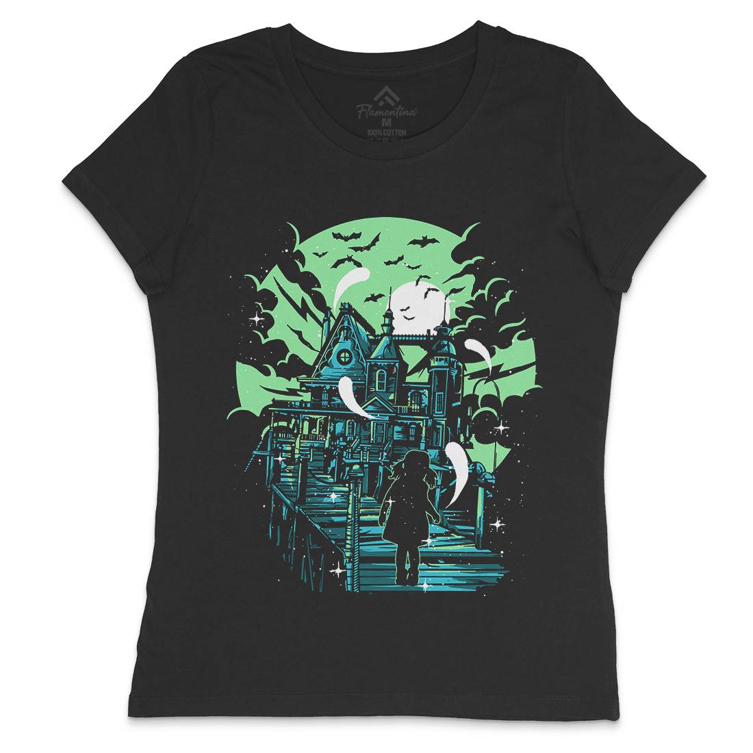 Haunted House Womens Crew Neck T-Shirt Horror A542