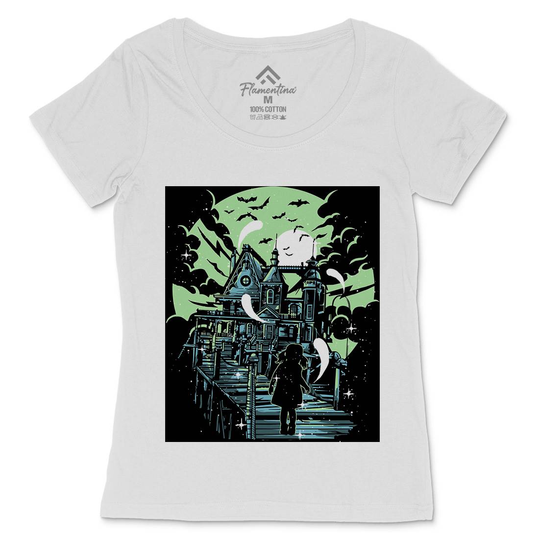 Haunted House Womens Scoop Neck T-Shirt Horror A542
