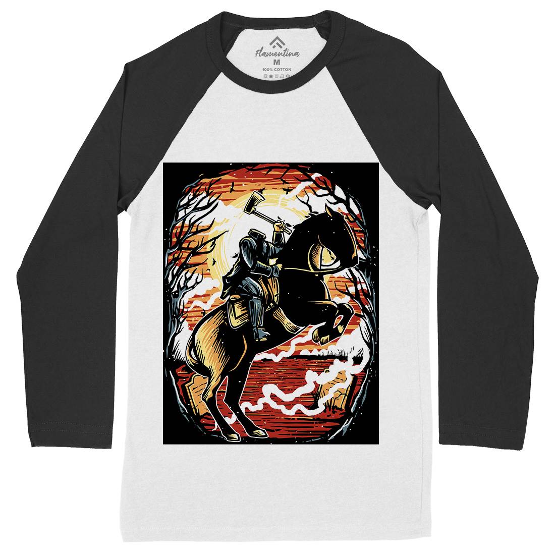 Headless Horseman Mens Long Sleeve Baseball T-Shirt Horror A543