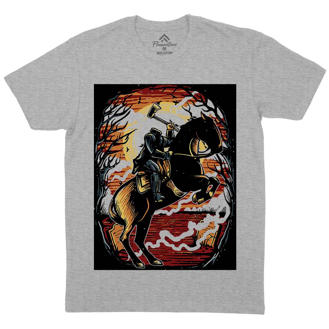 Headless Horseman Mens Organic Crew Neck T-Shirt Horror A543