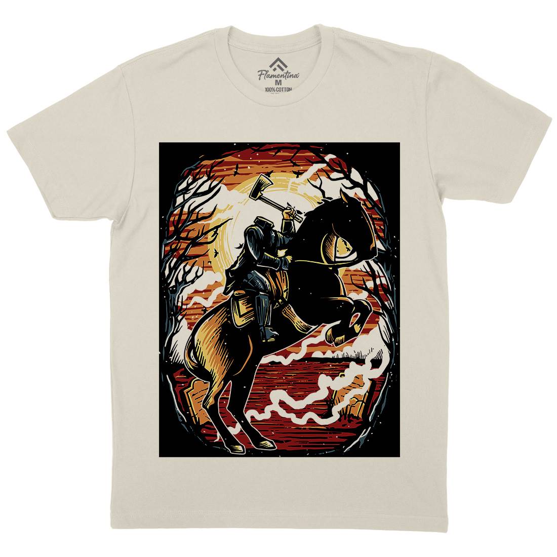 Headless Horseman Mens Organic Crew Neck T-Shirt Horror A543