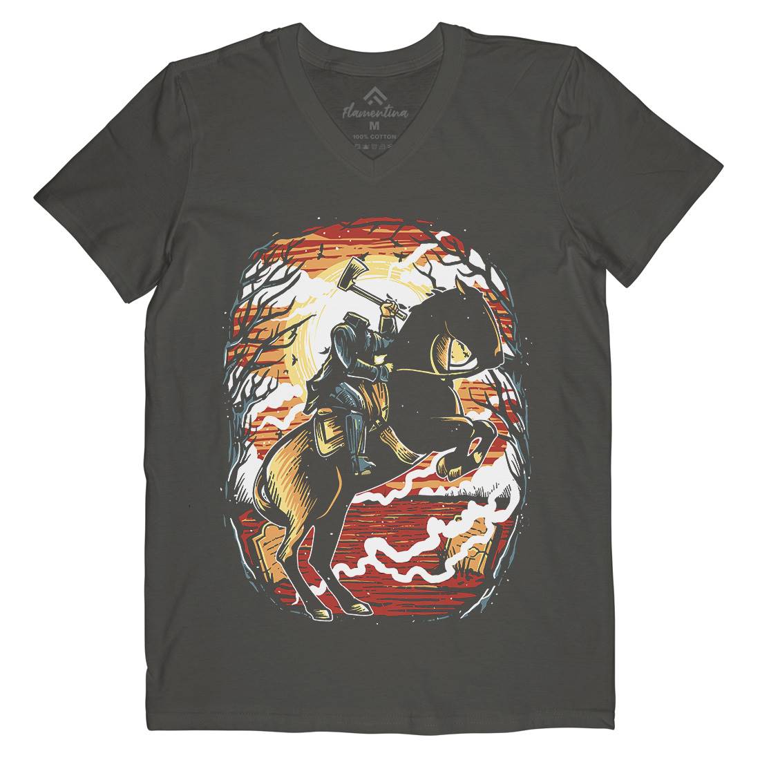 Headless Horseman Mens V-Neck T-Shirt Horror A543