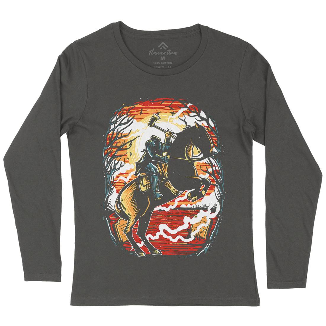 Headless Horseman Womens Long Sleeve T-Shirt Horror A543