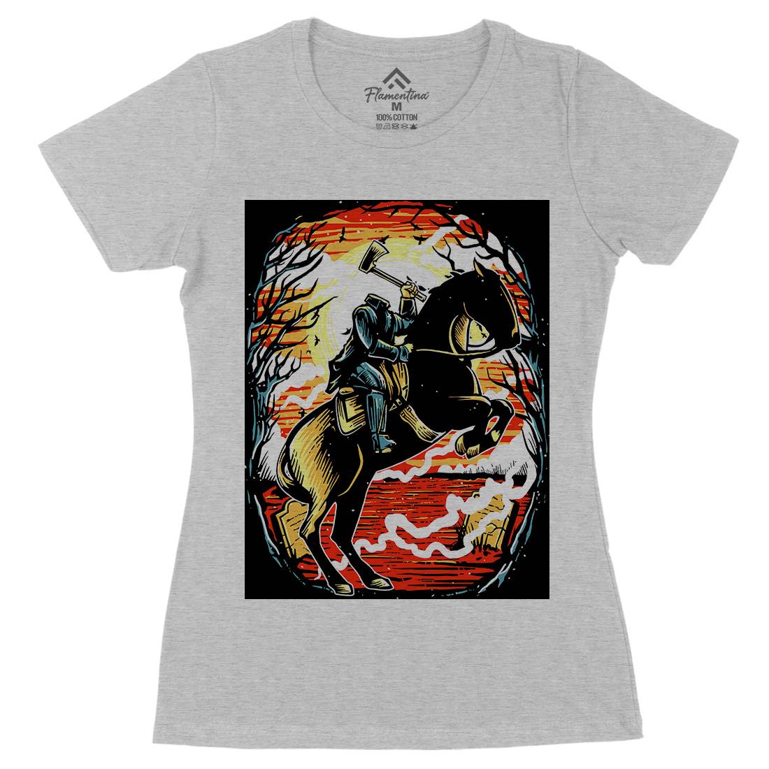 Headless Horseman Womens Organic Crew Neck T-Shirt Horror A543