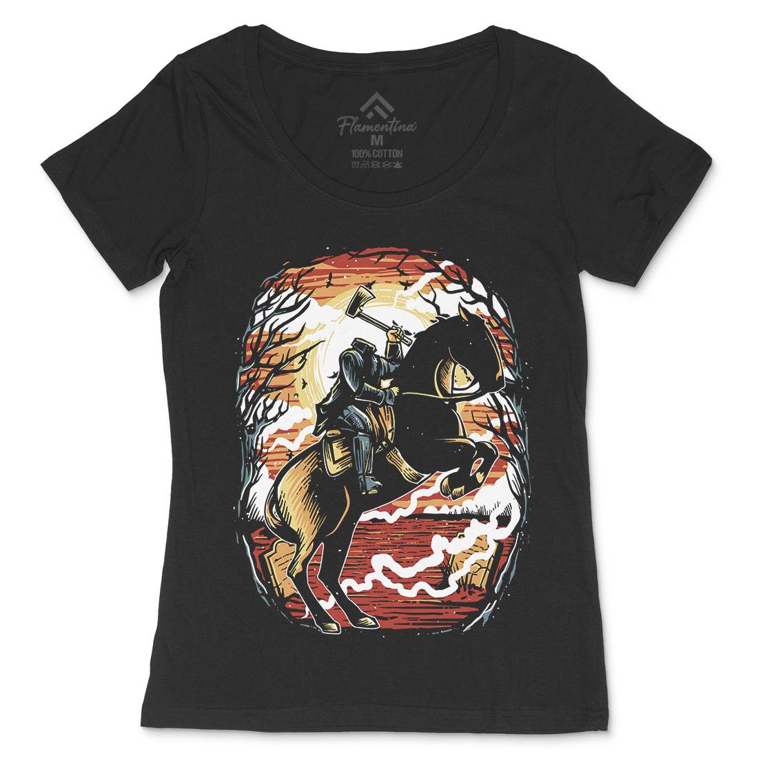 Headless Horseman Womens Scoop Neck T-Shirt Horror A543