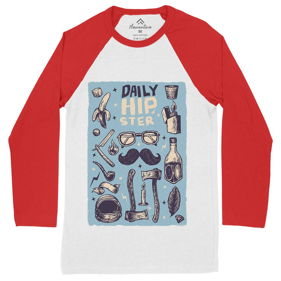 Daily Hipster Mens Long Sleeve Baseball T-Shirt Barber A544