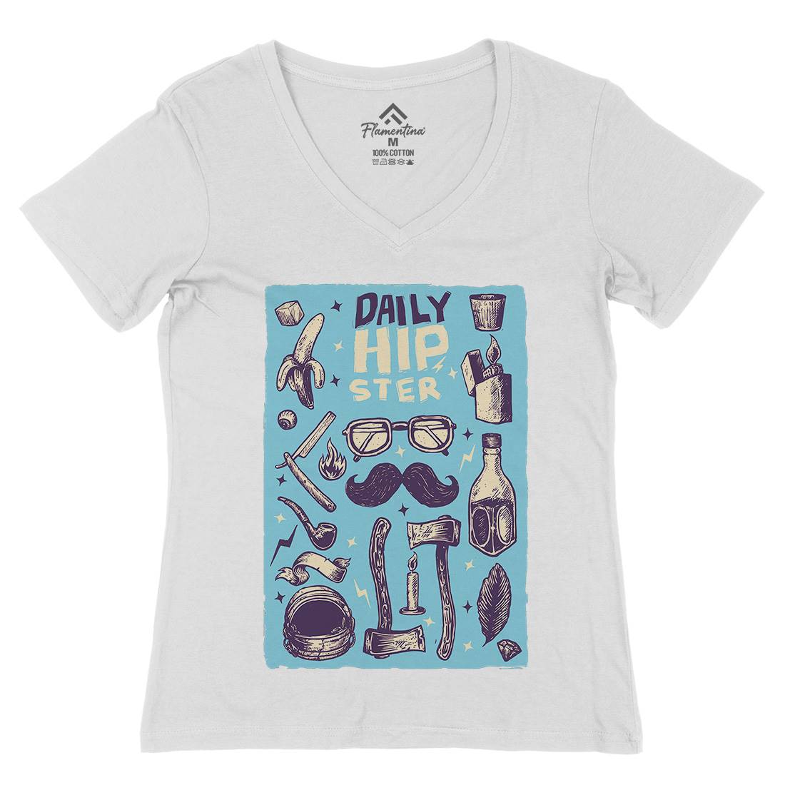 Daily Hipster Womens Organic V-Neck T-Shirt Barber A544