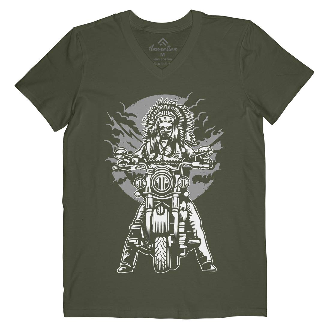 Indian Chief Mens Organic V-Neck T-Shirt Motorcycles A545