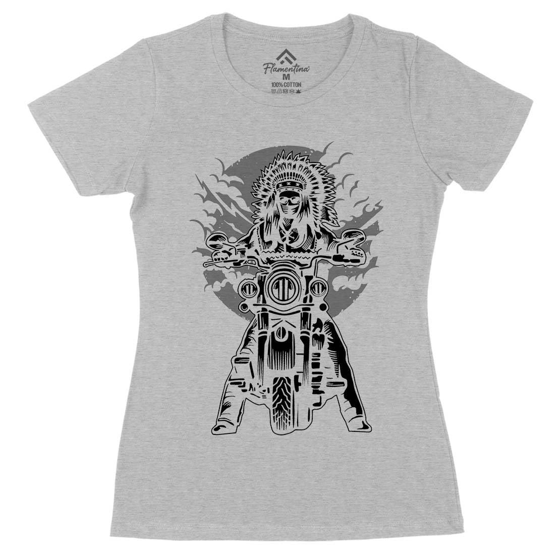 Indian Chief Womens Organic Crew Neck T-Shirt Motorcycles A545