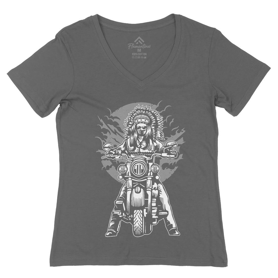 Indian Chief Womens Organic V-Neck T-Shirt Motorcycles A545