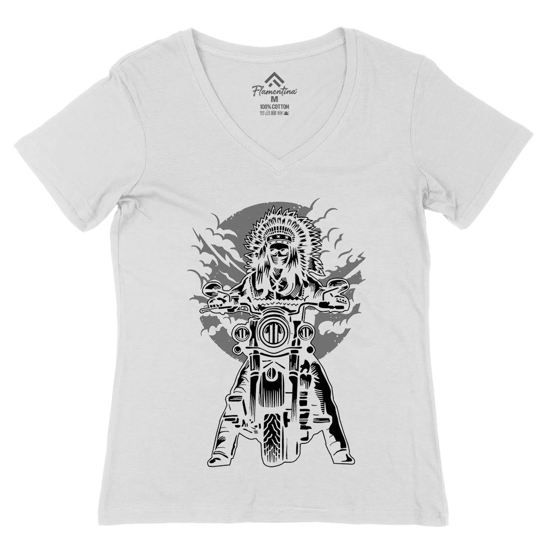 Indian Chief Womens Organic V-Neck T-Shirt Motorcycles A545