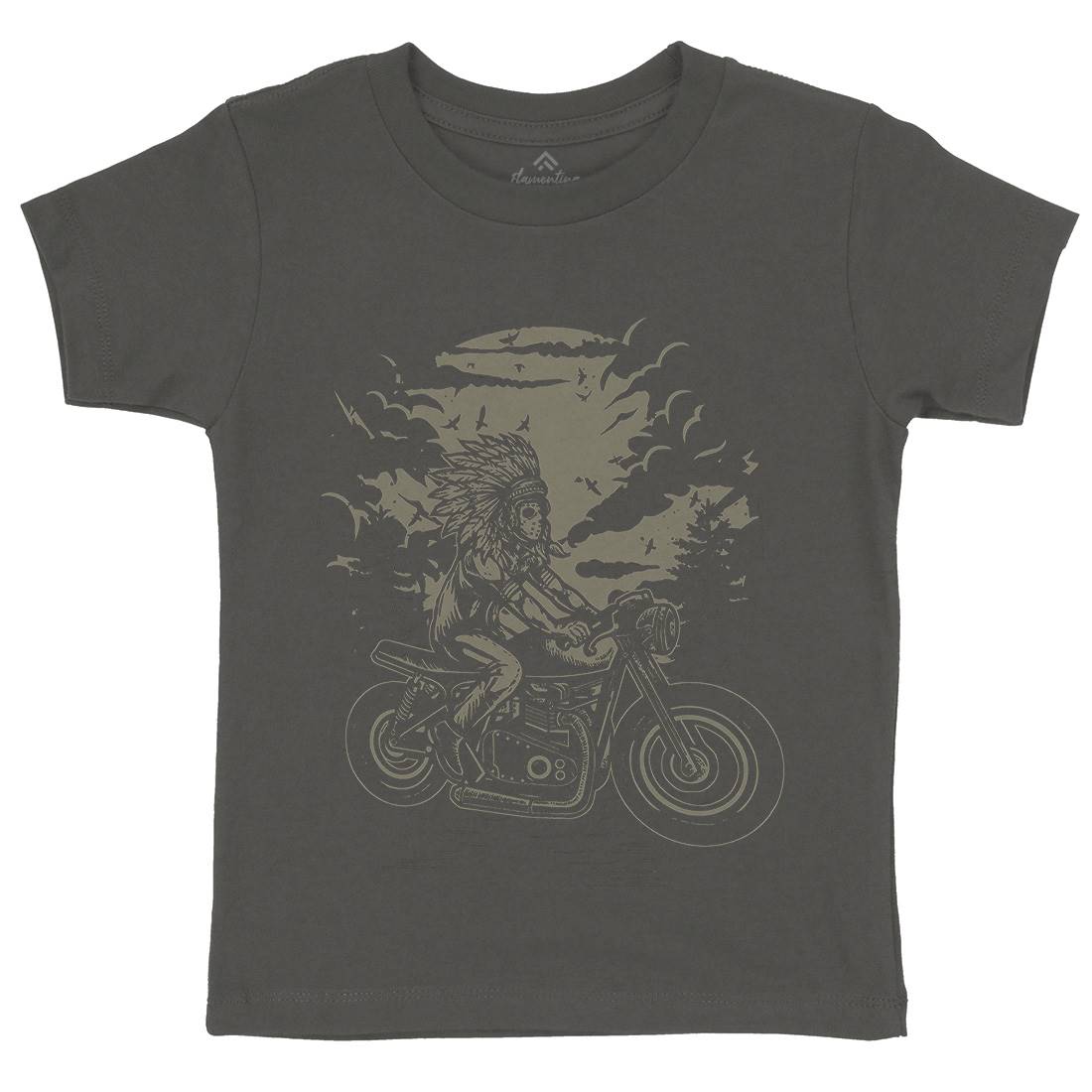 Indian Chief Rider Kids Organic Crew Neck T-Shirt Motorcycles A546