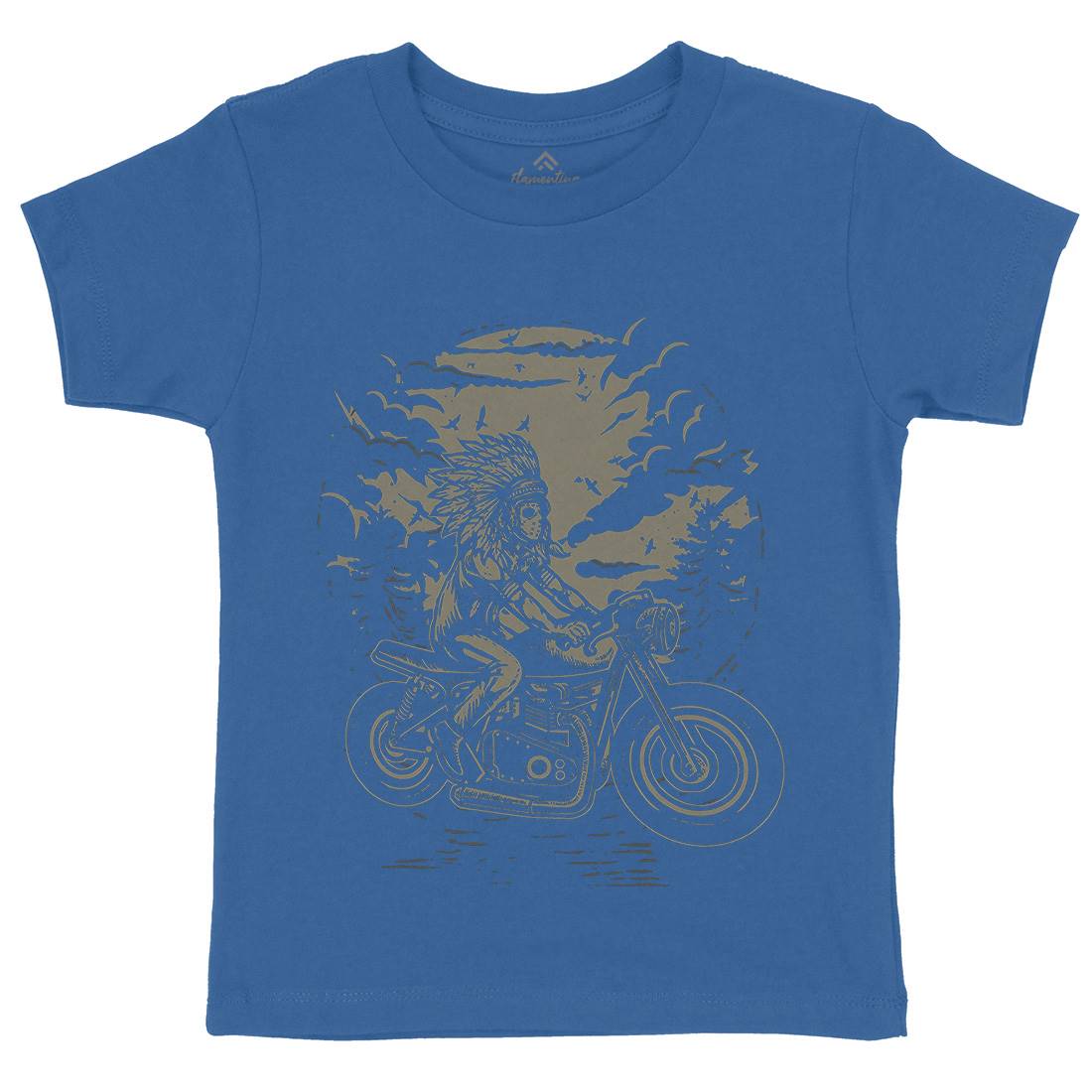 Indian Chief Rider Kids Crew Neck T-Shirt Motorcycles A546