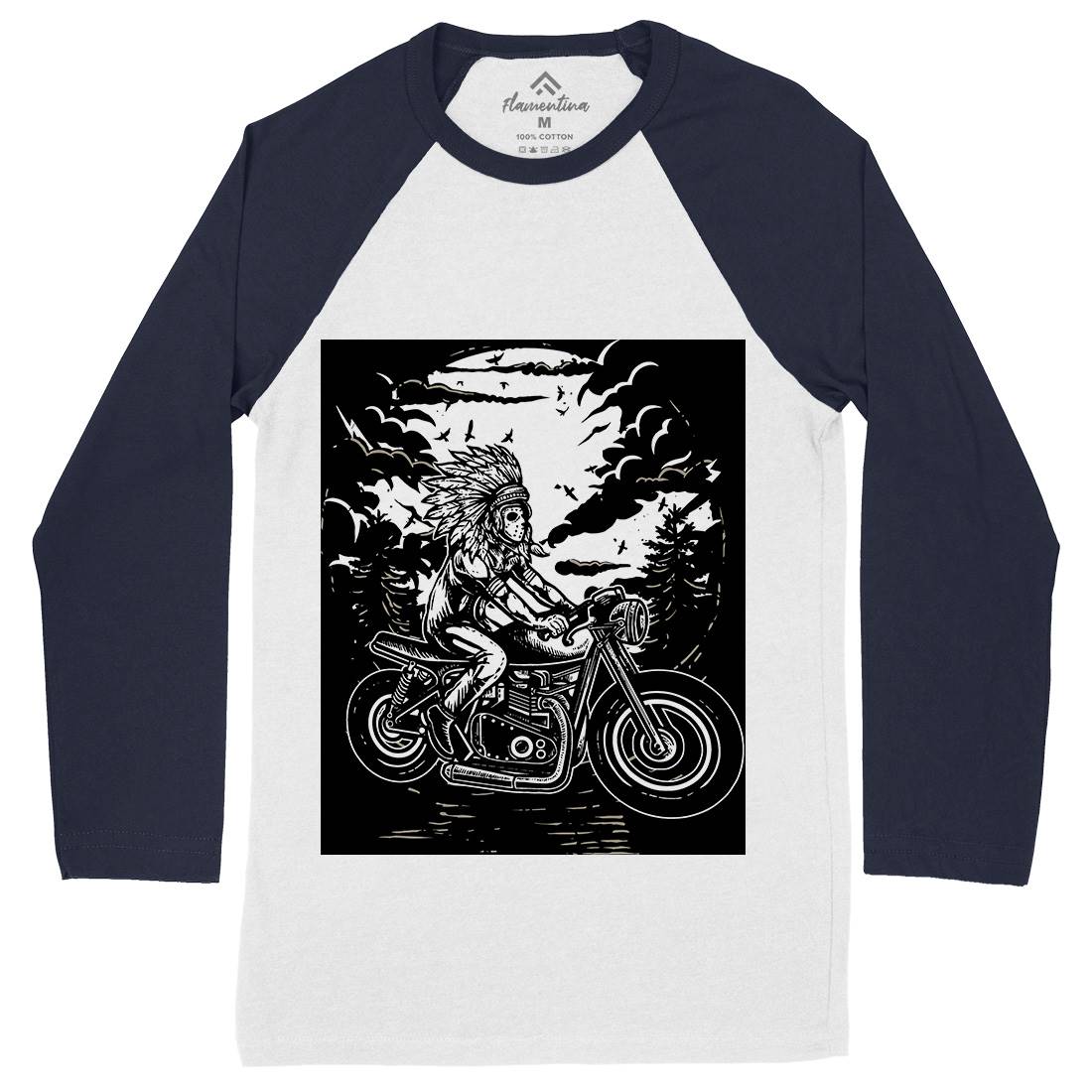 Indian Chief Rider Mens Long Sleeve Baseball T-Shirt Motorcycles A546